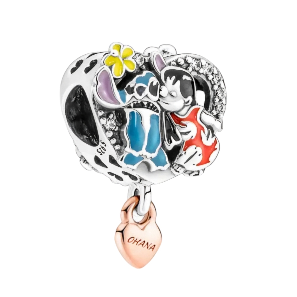 🎆LINX DISCONTINUED Disney Silver Lilo Stitch Ohana Means Family Bracelet Charm